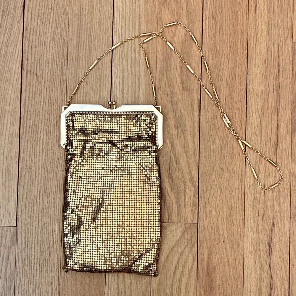 Vintage Whiting & Davis Mesh 1960’s Evening Bag; Chain Shoulder Strap, Gold